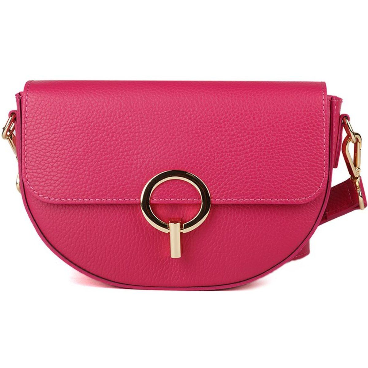 Halbmond-Ledertasche mit Ring-Detail