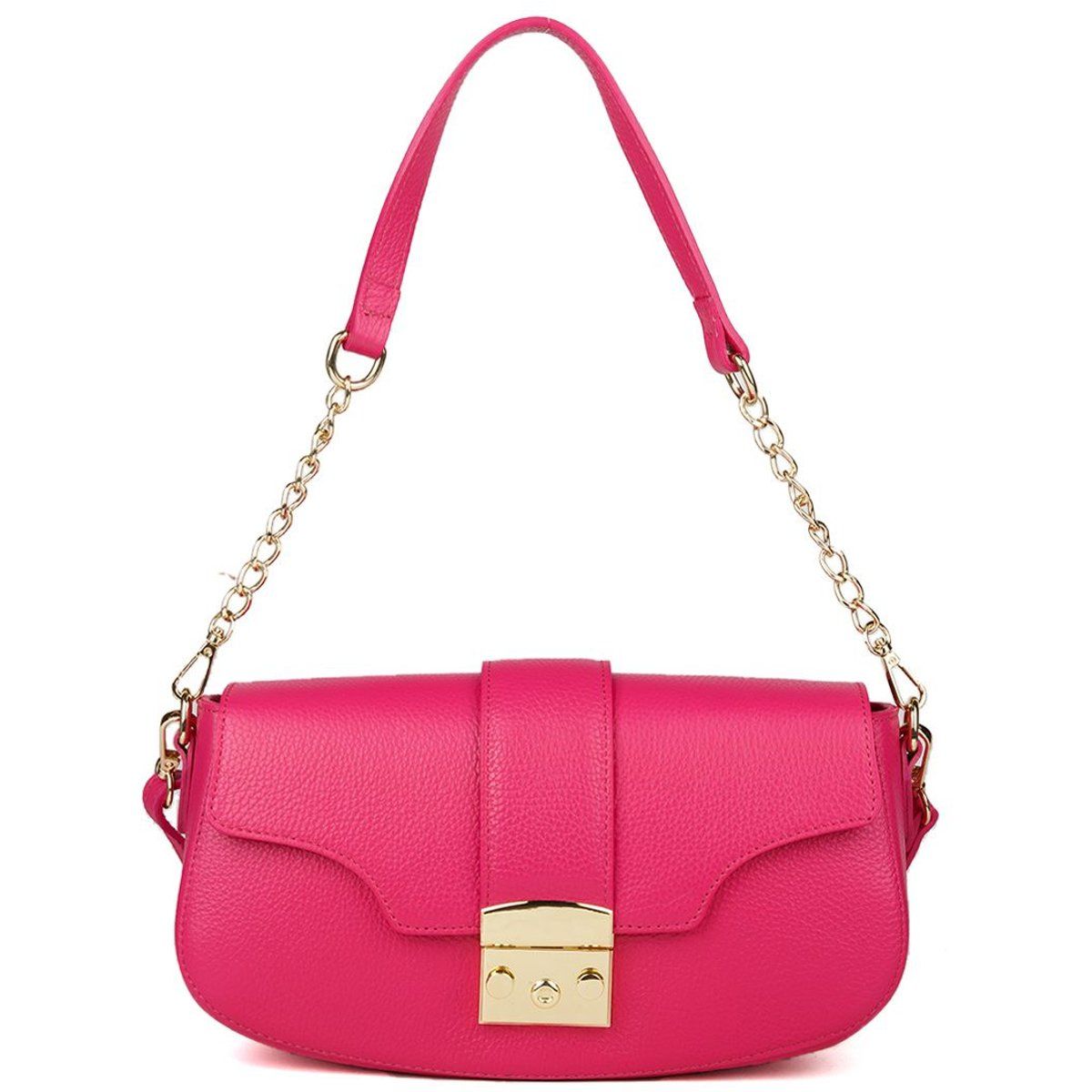 Leder-Schultertasche mit Kette