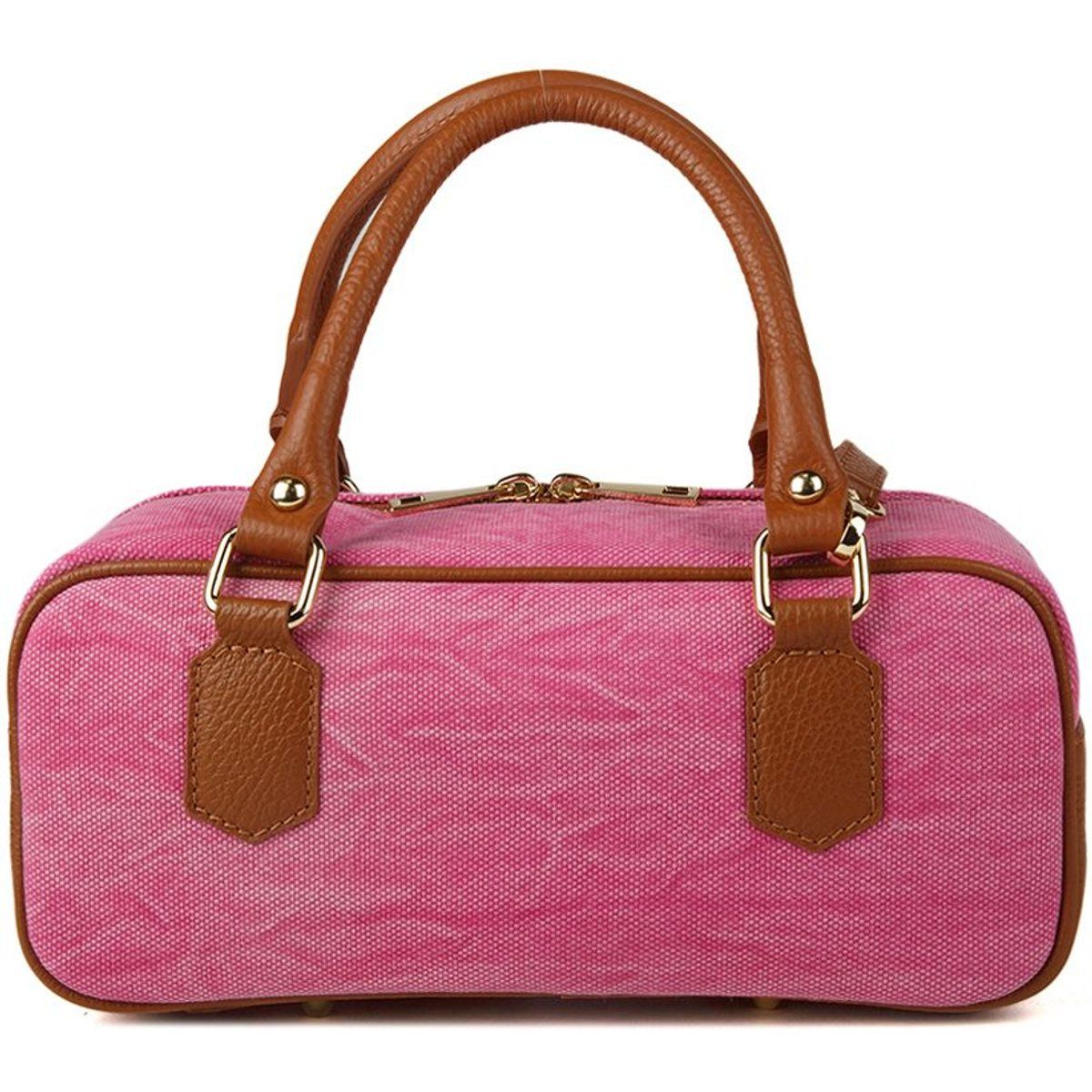 Strukturierte Barrel-Handtasche aus Leder