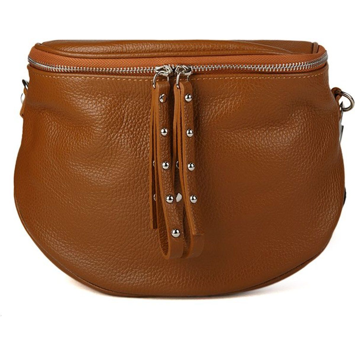 Satteltasche aus genarbtem Leder mit Nieten