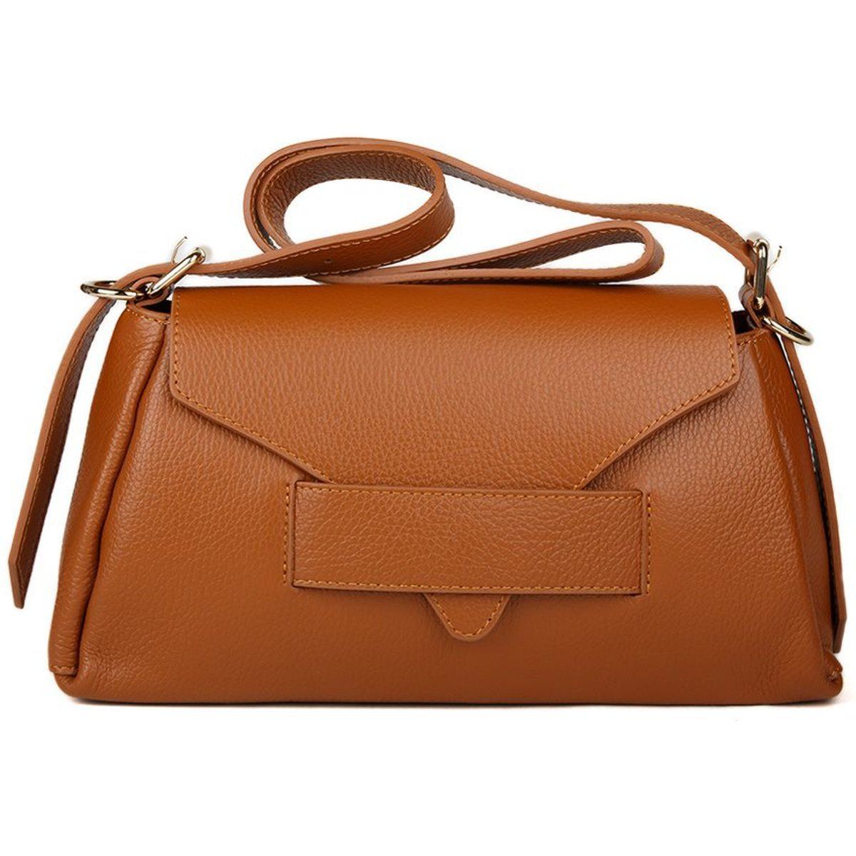 Strukturierte Ledertasche im Umschlag-Design