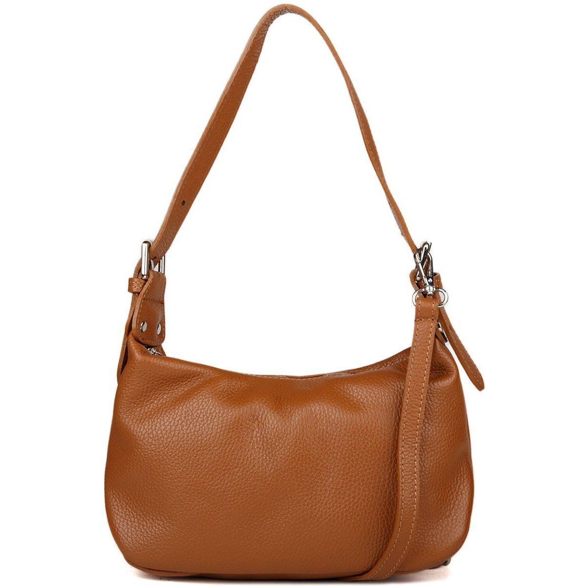 Schultertasche aus genarbtem Kalbsleder
