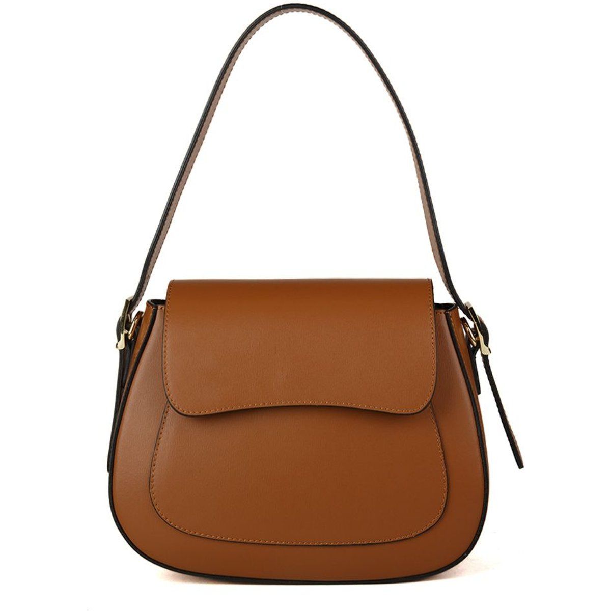 Minimalistische Leder-Schultertasche mit Klappe