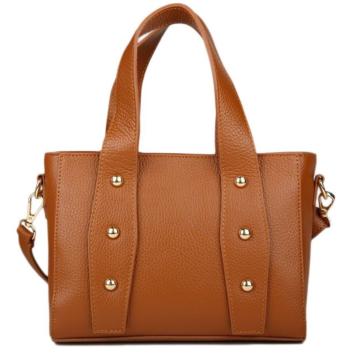 Boxy Leder-Tote mit Nieten