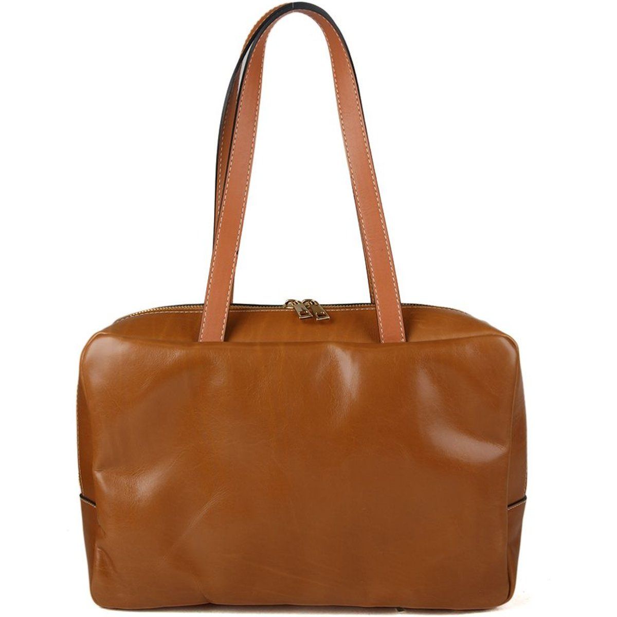 Minimalistische Leder-Schultertasche in Kastenform