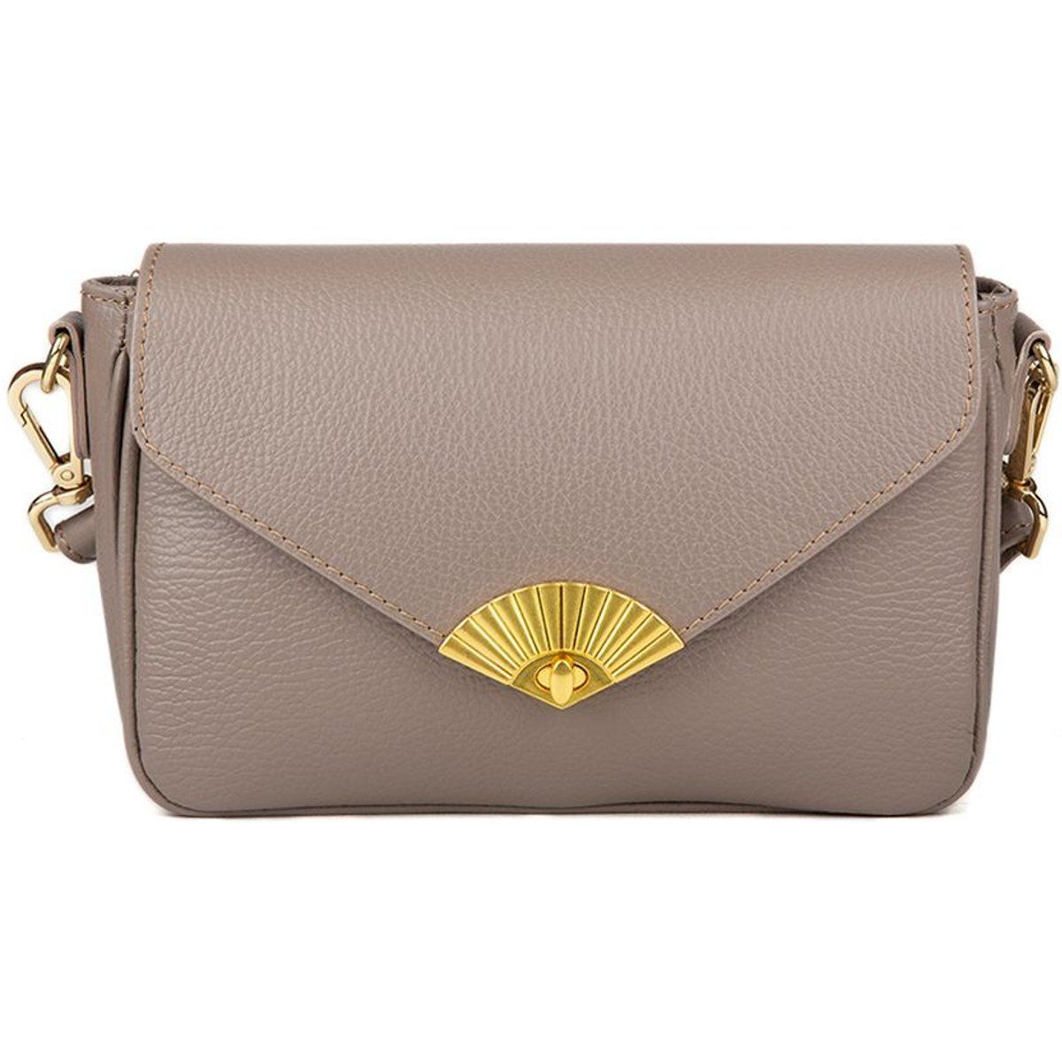 Elegante Leder-Überschlagtasche mit Fächerverschluss