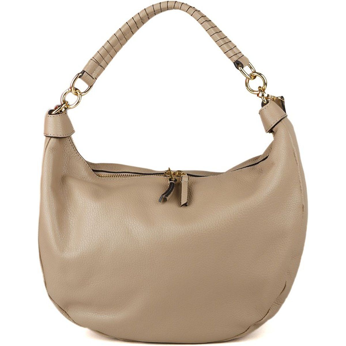 Leder-Schultertasche in Halbmondform
