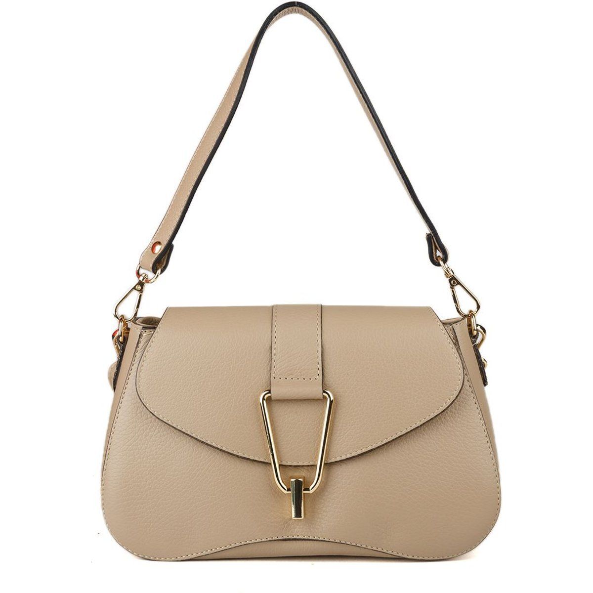 Klassische Lederhandtasche mit Überschlag