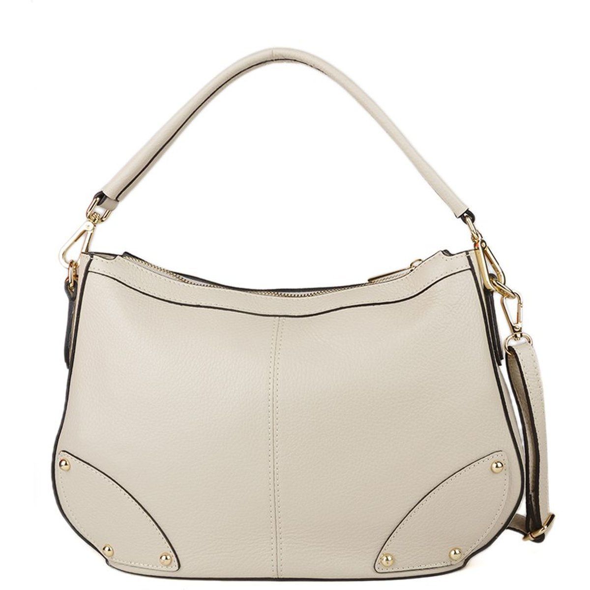 Hobo-Schultertasche aus genarbtem Leder