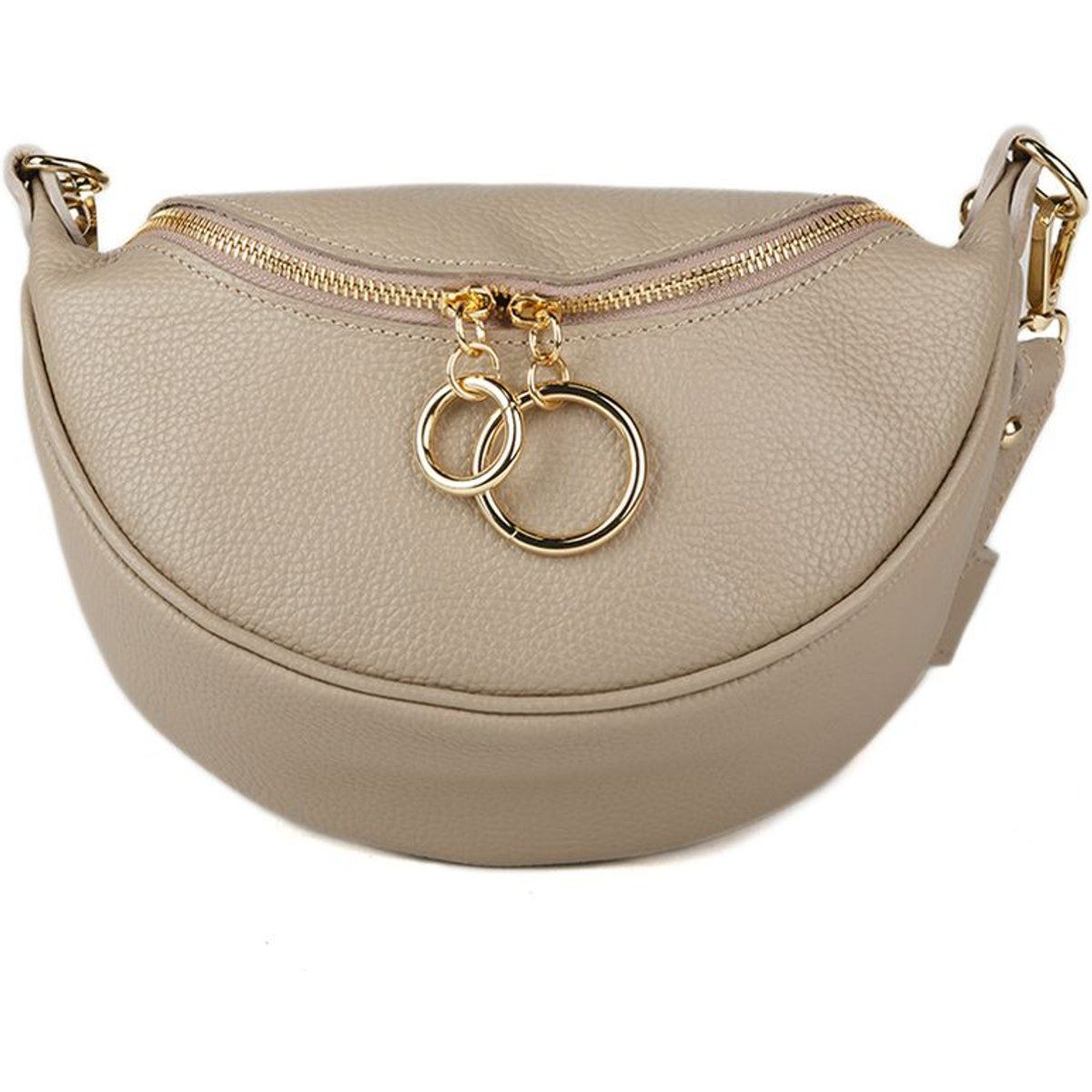 Halbmond-Tasche aus genarbtem Leder