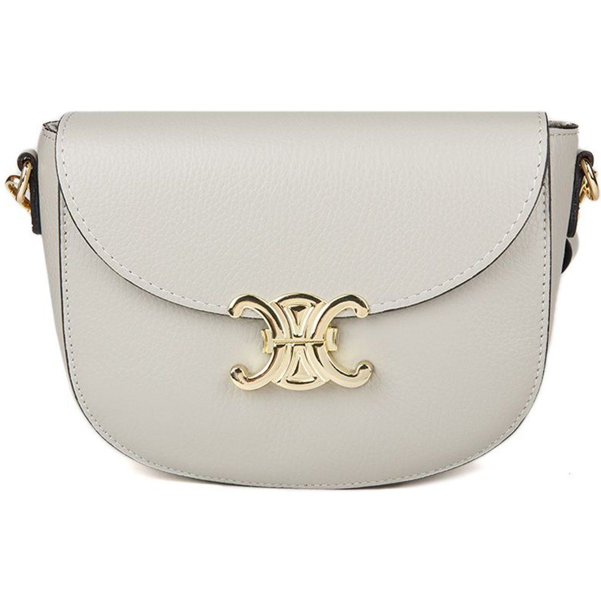 Elegante Leder-Satteltasche mit Goldverschluss