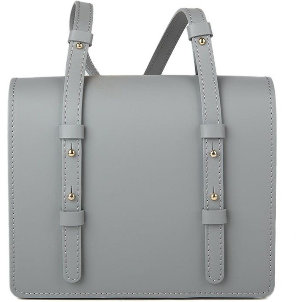 Strukturierte Leder-Schultertasche mit Klappe