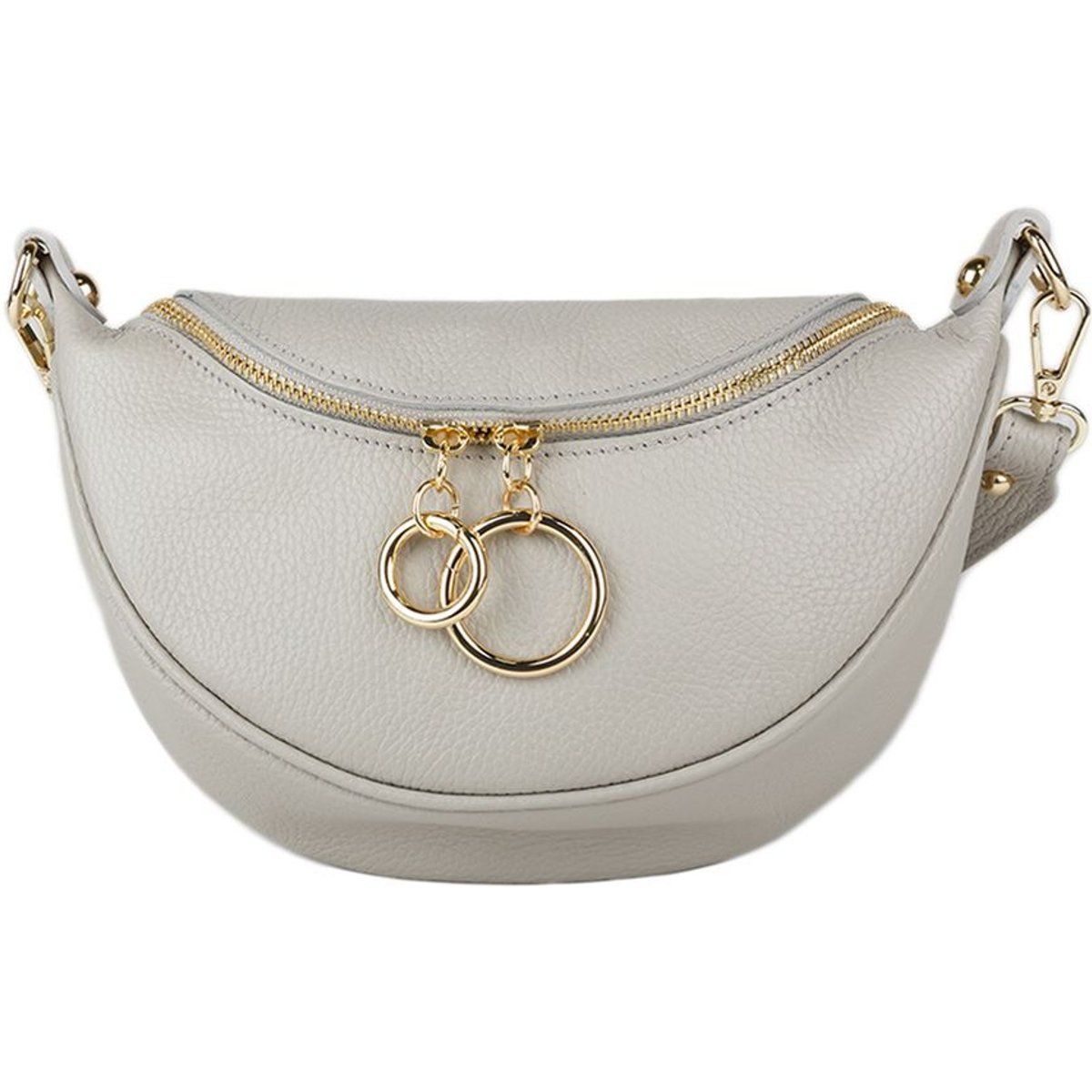 Gebogene Leder-Schultertasche