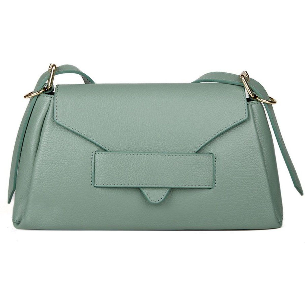 Minimalistische Leder-Schultertasche mit Überschlag