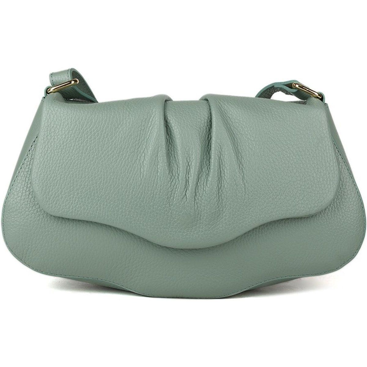 Geraffte Schultertasche aus weichem Leder