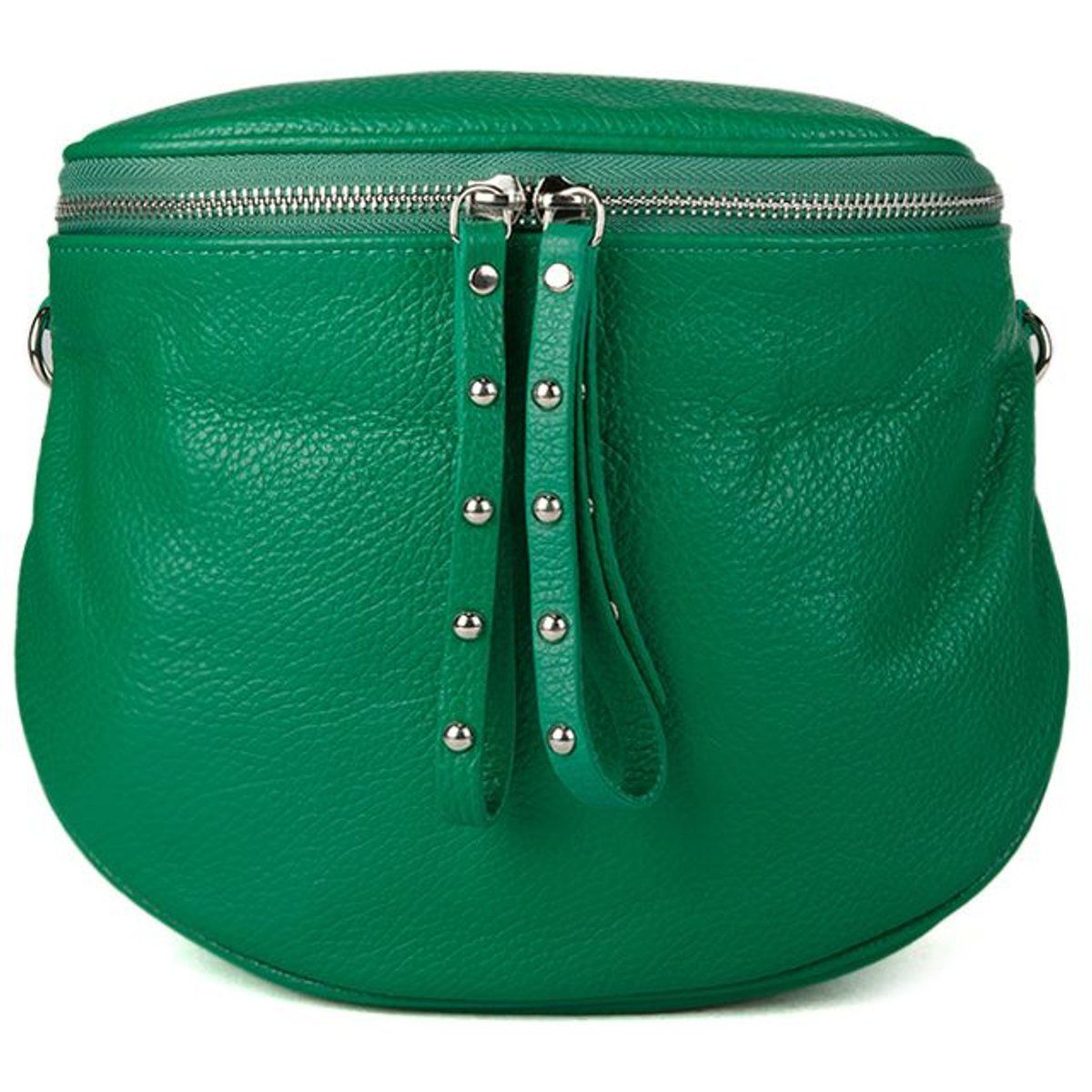 Halbmondtasche aus genarbtem Leder