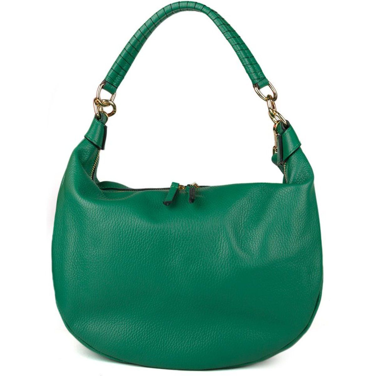 Knautschige Leder-Schultertasche in Halbmondform
