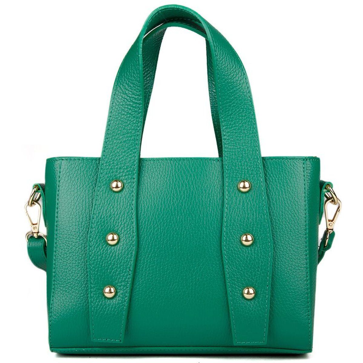 Strukturierte Ledertasche mit Nieten