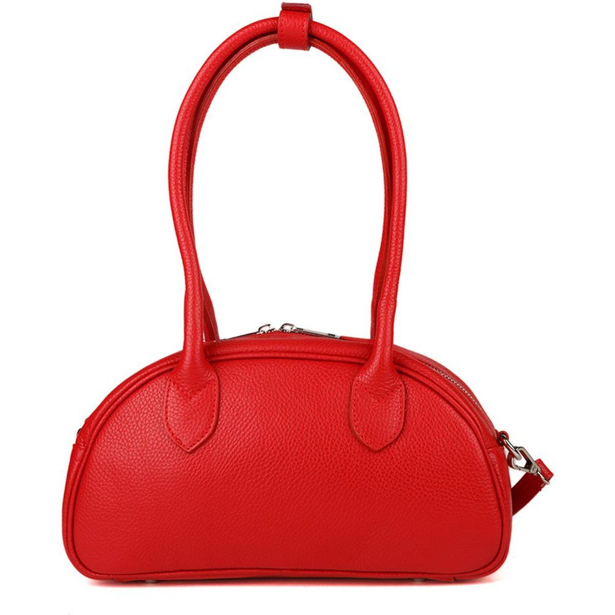 Klassische Leder-Schultertasche in Halbrunder-Form