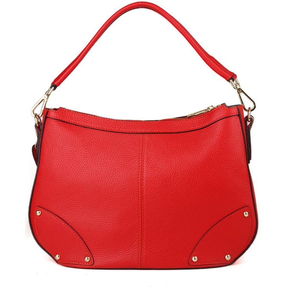 Klassische Schultertasche aus genarbtem Leder