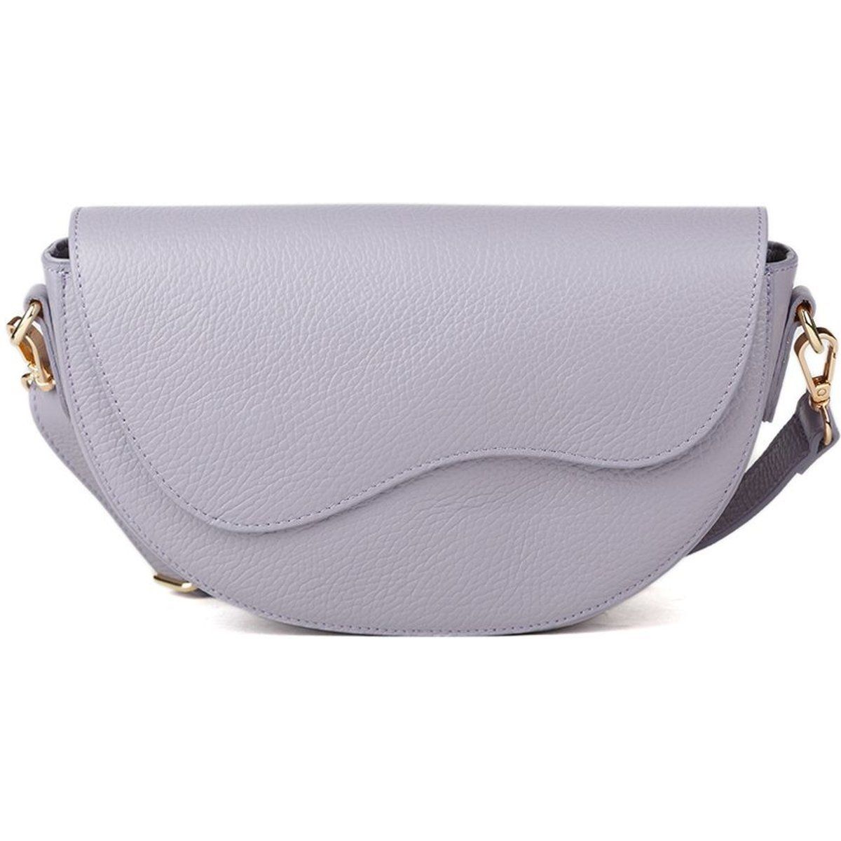 Genarbte Ledertasche mit geschwungener Klappe