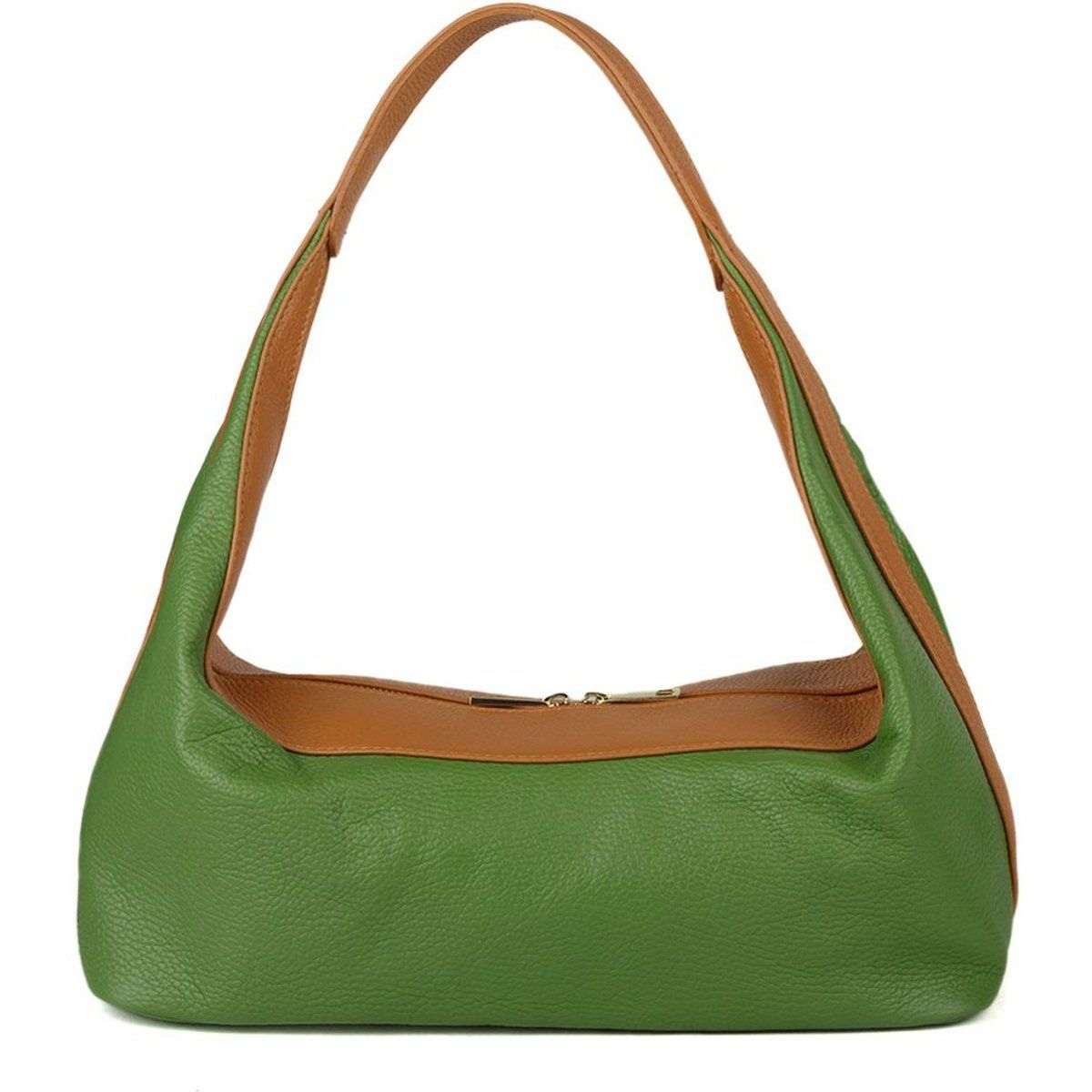 Zweifarbige Leder-Schultertasche