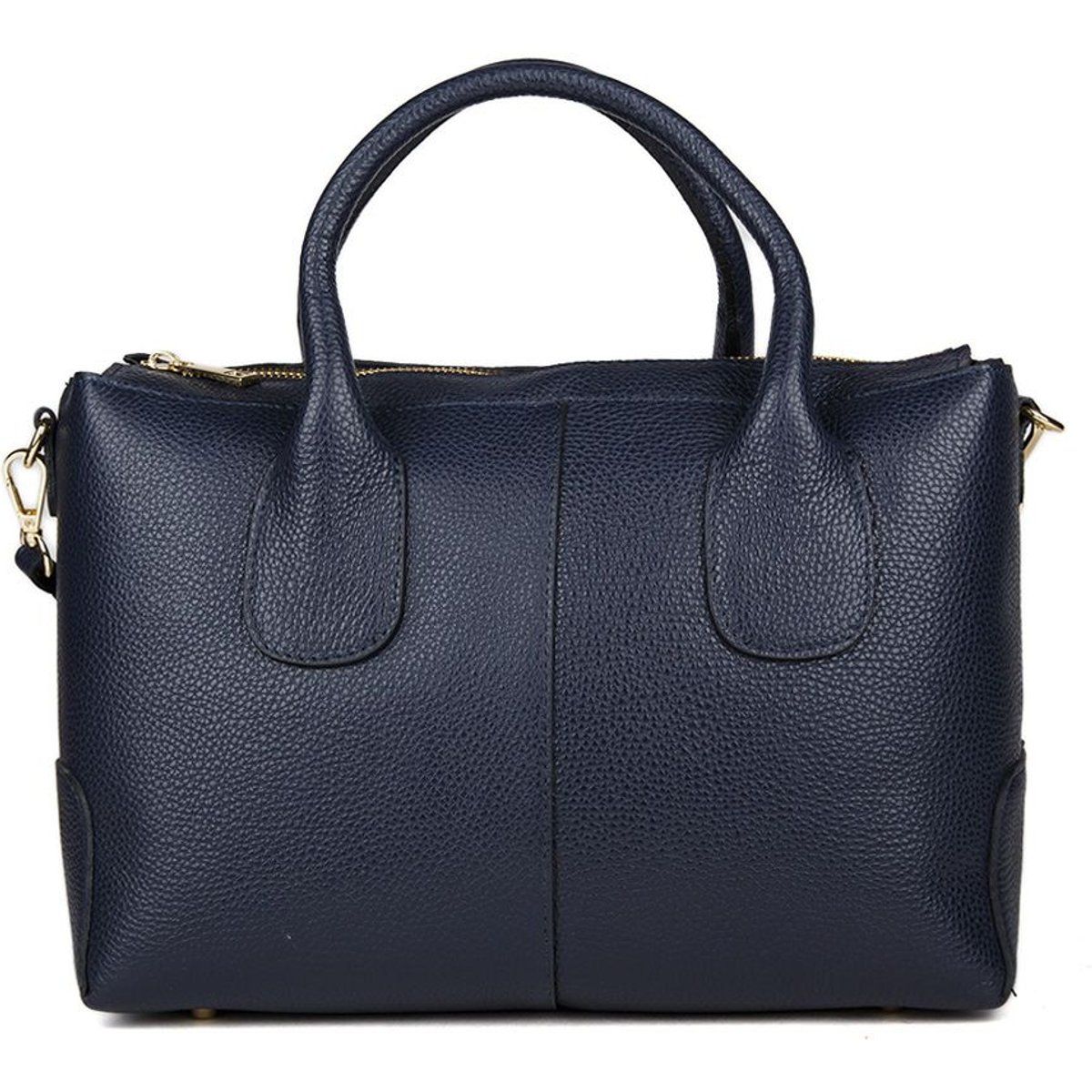 Strukturierte Leder-Handtasche mit Henkeln