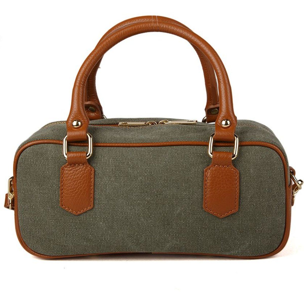 Strukturierte Bowlingtasche mit Lederbesatz
