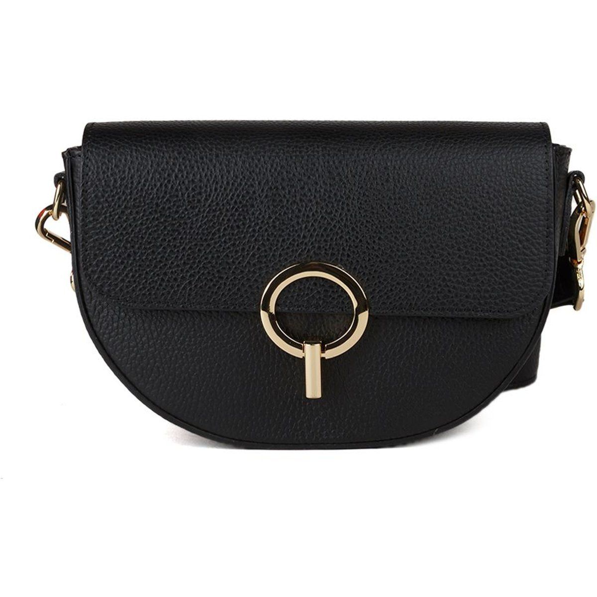 Strukturierte halbrunde Ledertasche
