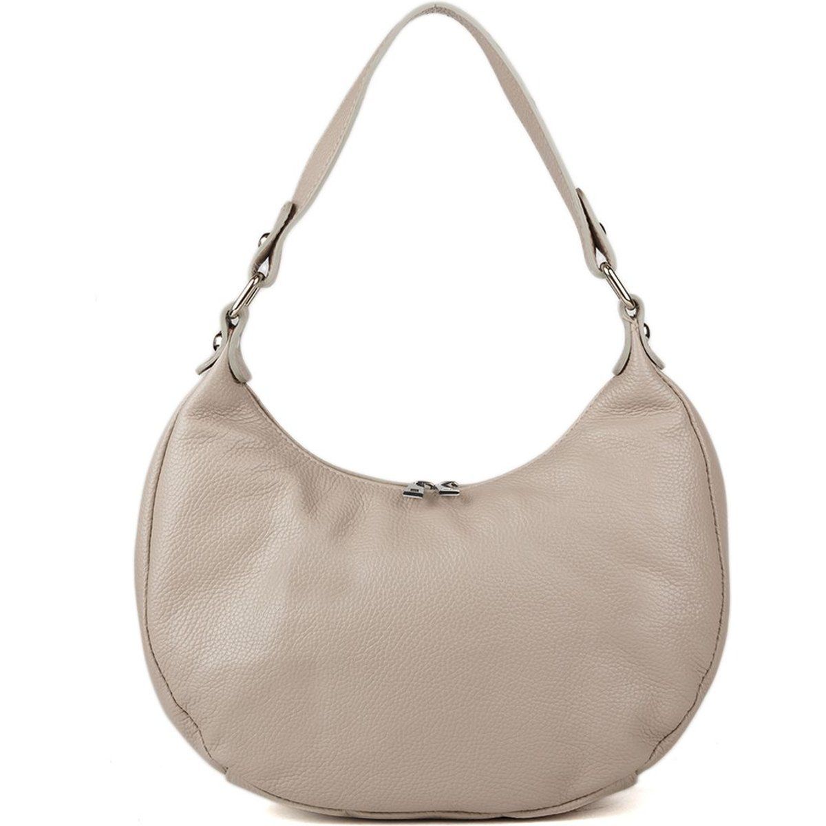 Halbmondförmige Schultertasche aus genarbtem Leder
