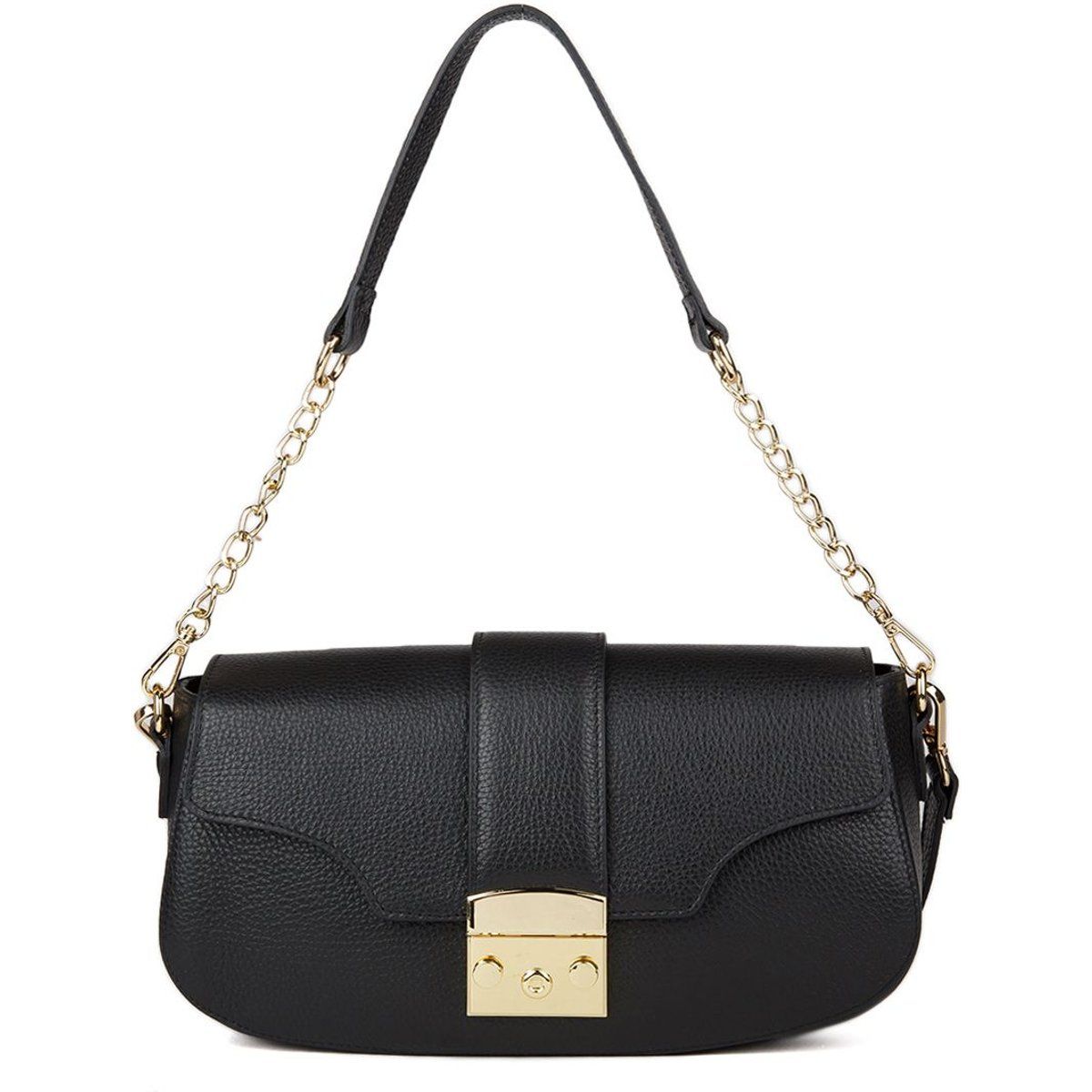 Elegante strukturierte Leder-Schultertasche