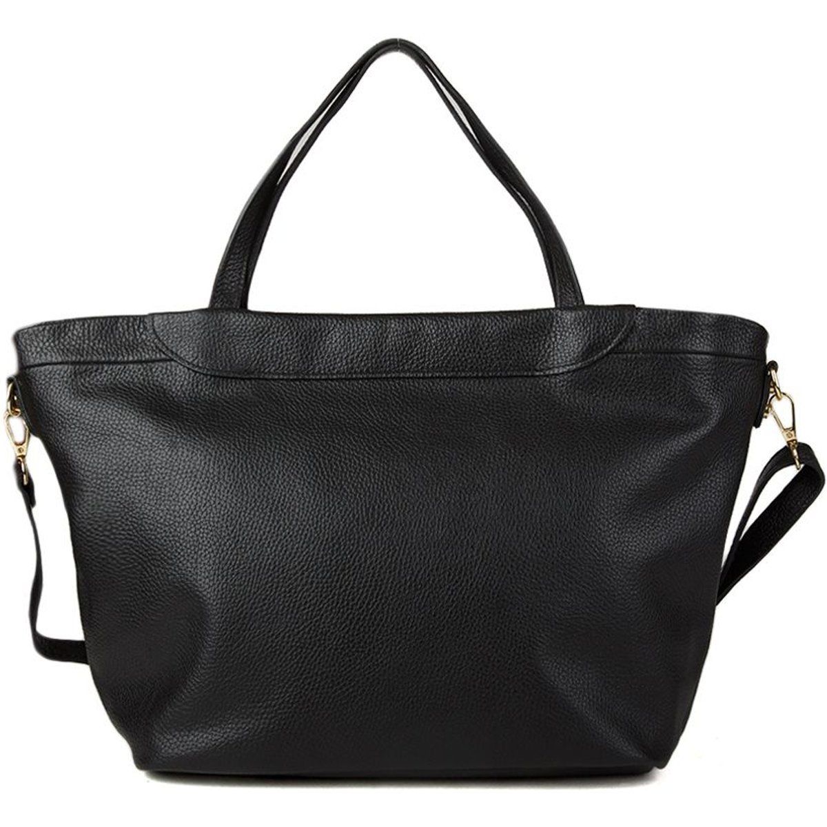 Genarbter Leder-Shopper mit Riemen