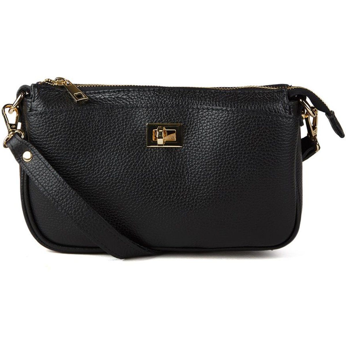 Strukturierte Schultertasche aus genarbtem Leder