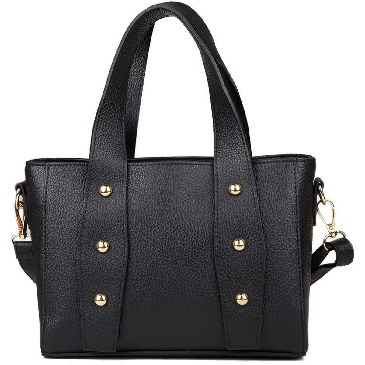 Lederhenkeltasche mit Nietenbesatz