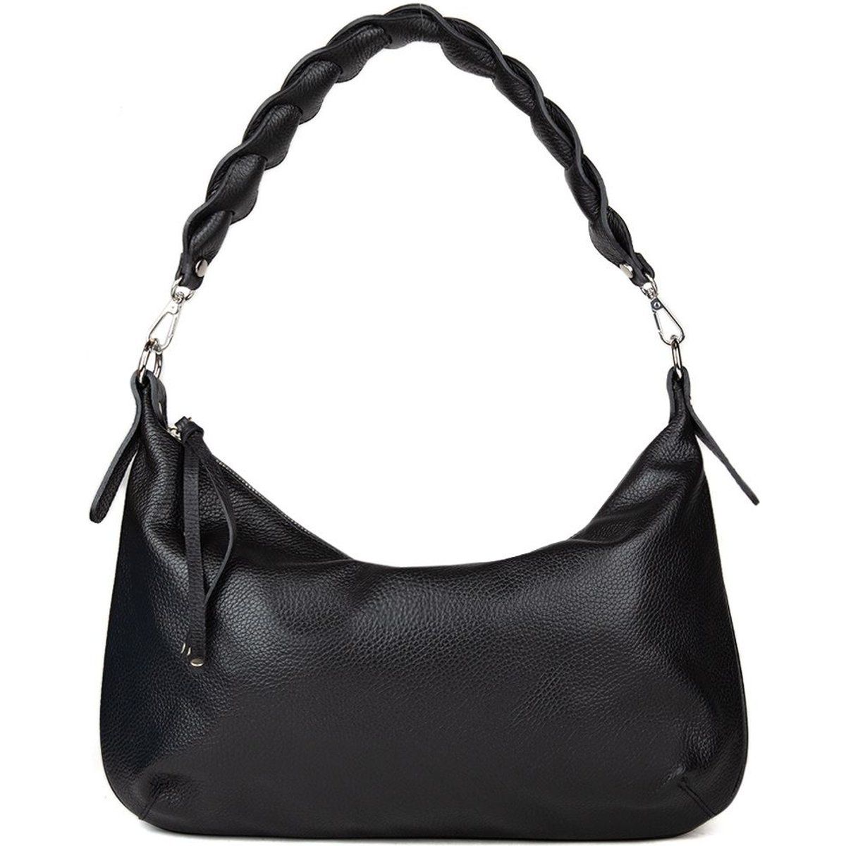 Schultertasche mit geflochtenem Henkel