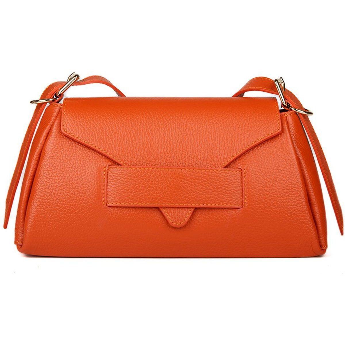 Strukturierte Leder-Schultertasche mit Umschlag