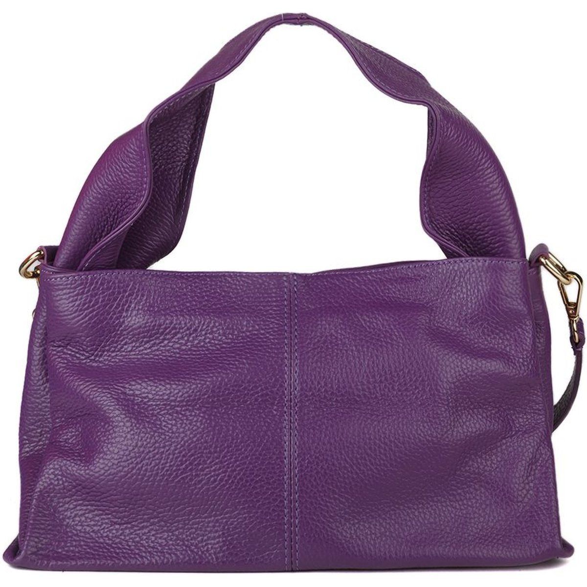 Gekörnte Leder-Schultertasche in Rechteckform