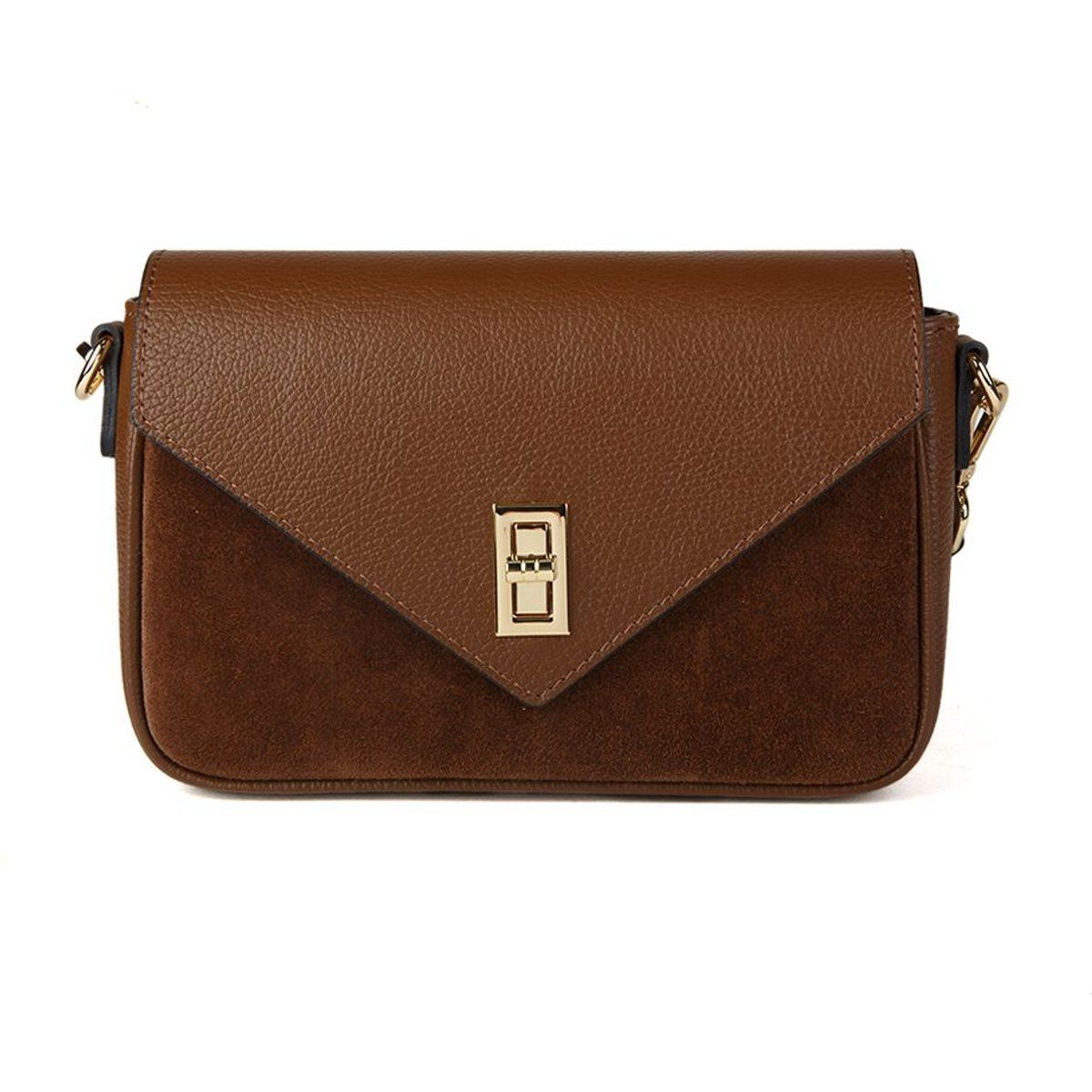 Strukturierte Leder- und Wildledertasche