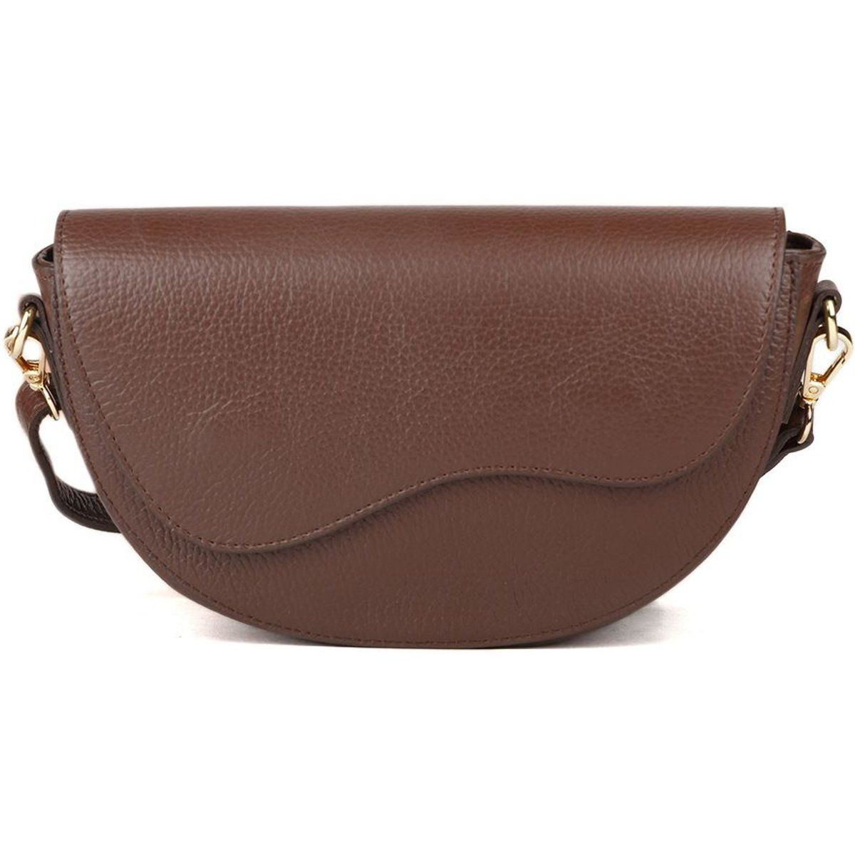 Halbmond-Satteltasche aus genarbtem Leder