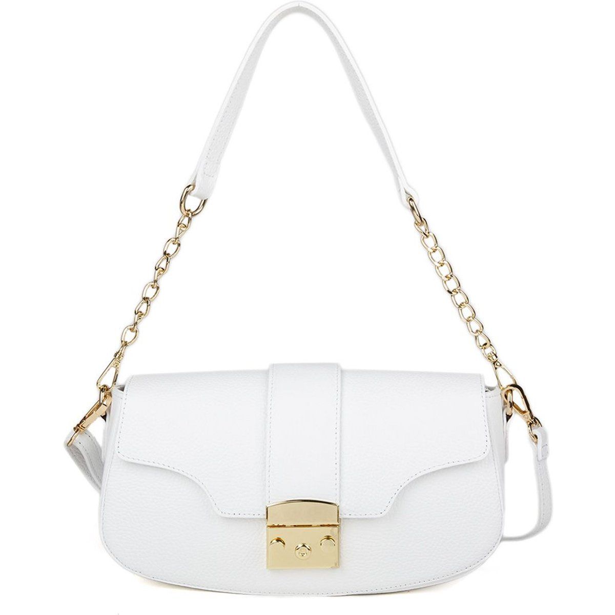 Schultertasche aus genarbtem Leder