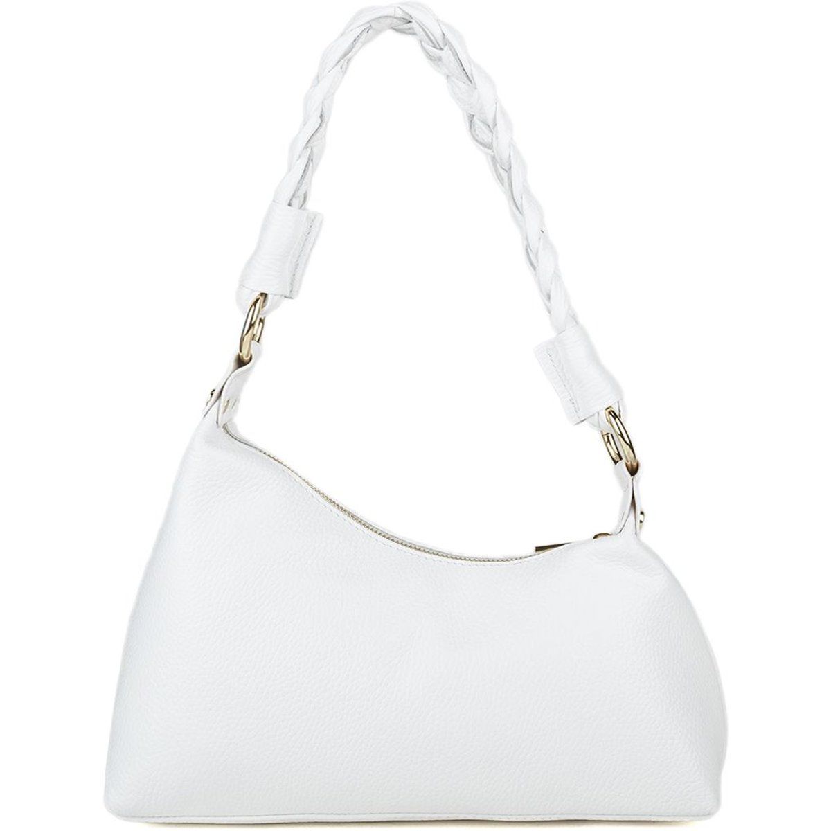 Strukturierte Ledertasche mit Flechtgriff