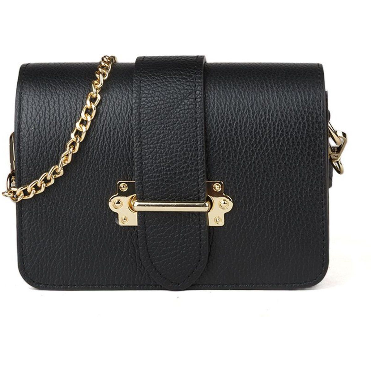 Schultertasche aus genarbtem Leder