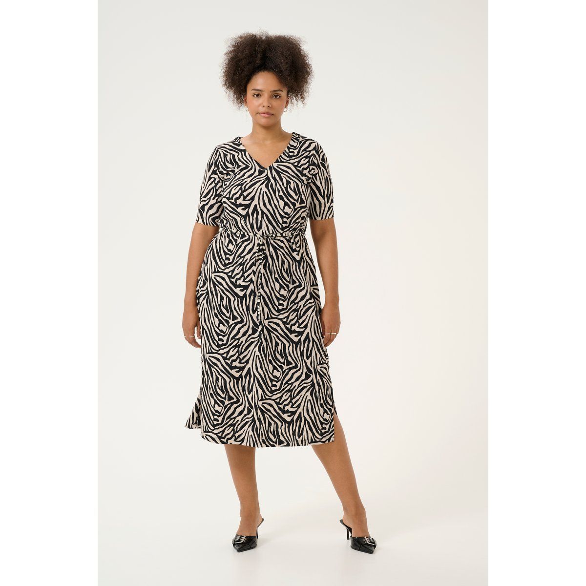 Midi-Jerseykleid mit Zebra-Print
