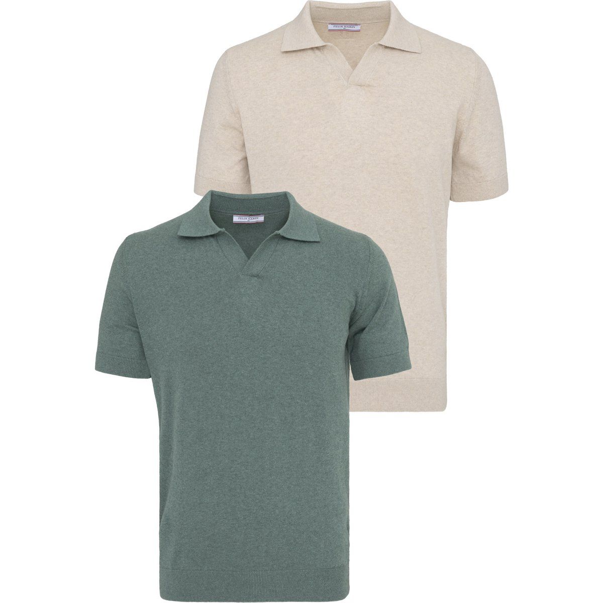 Kurzärmeliges Feinstrick-Poloshirt-Duo