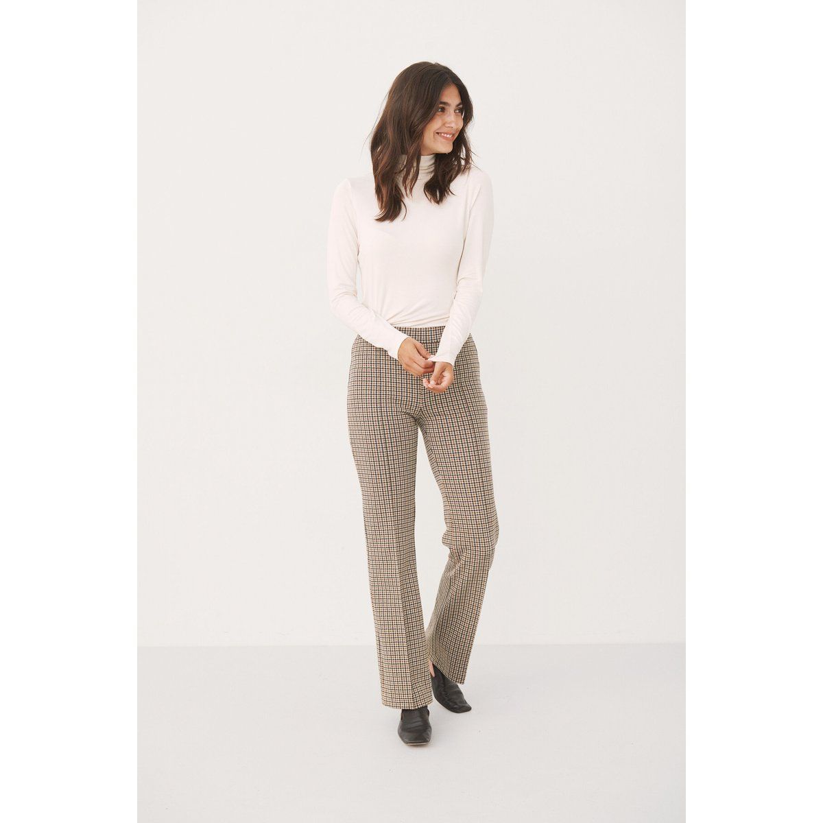 Karierte Jerseyhose mit geradem Bein