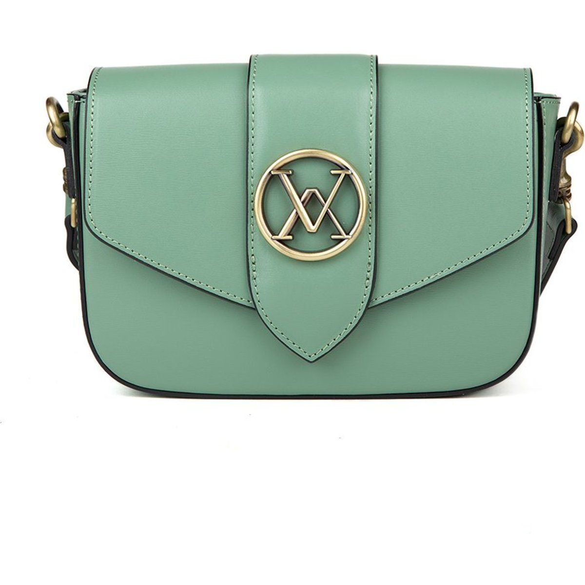Strukturierte Leder-Umhängetasche mit Monogramm