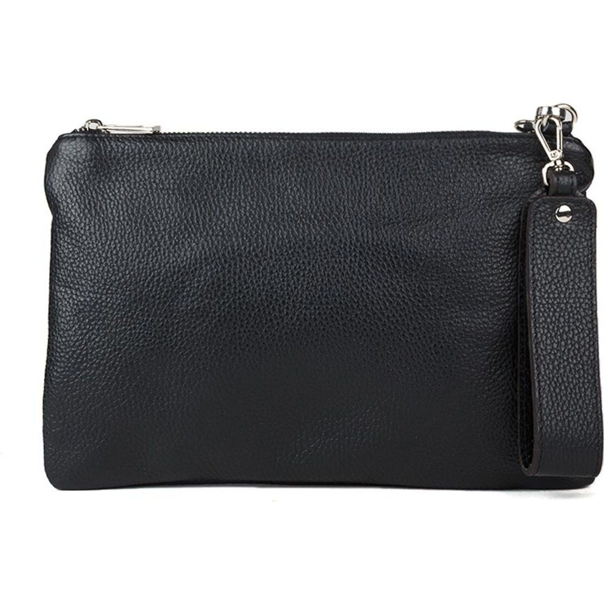 Minimalistische Handgelenktasche aus genarbtem Leder