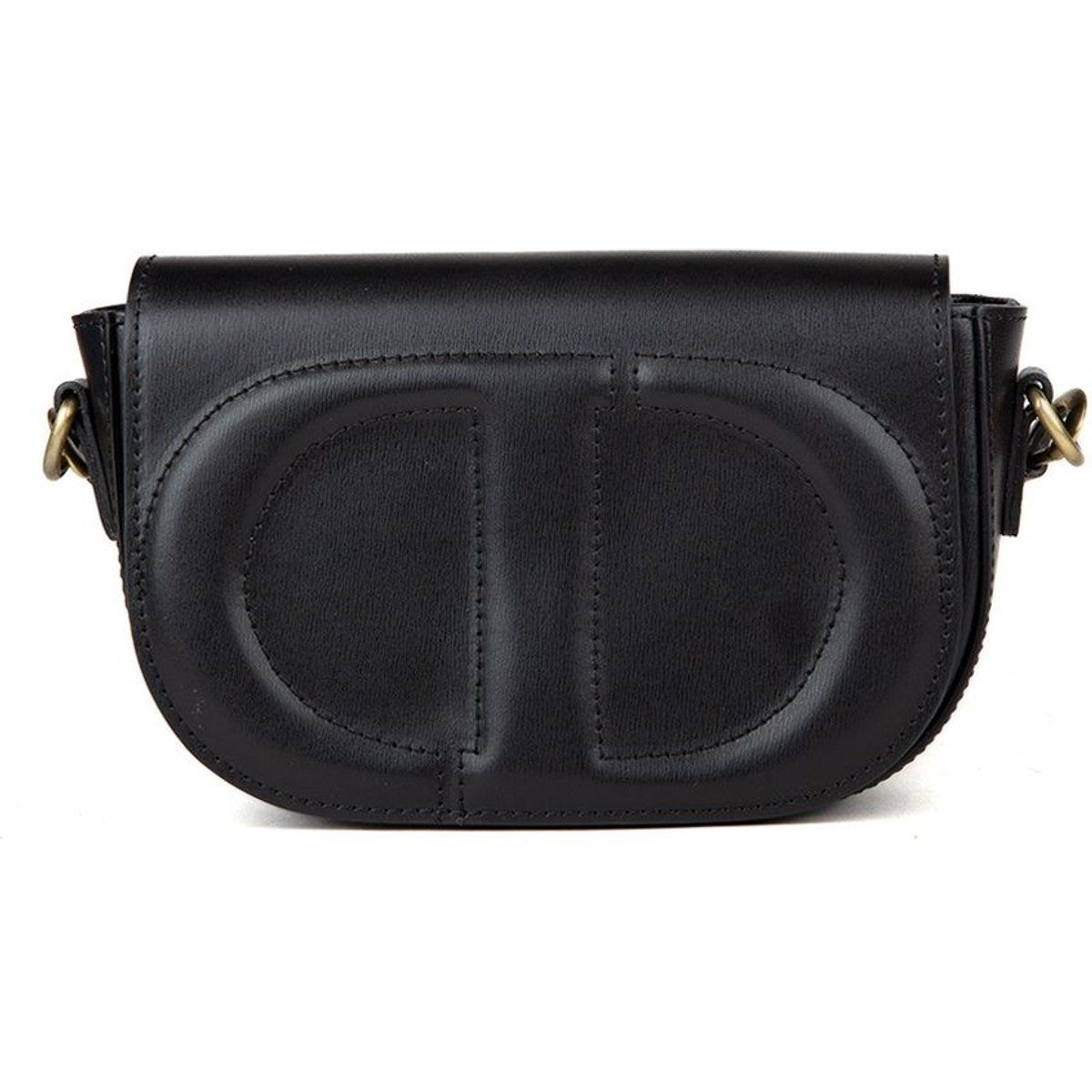Strukturierte Schultertasche mit Lederklappe