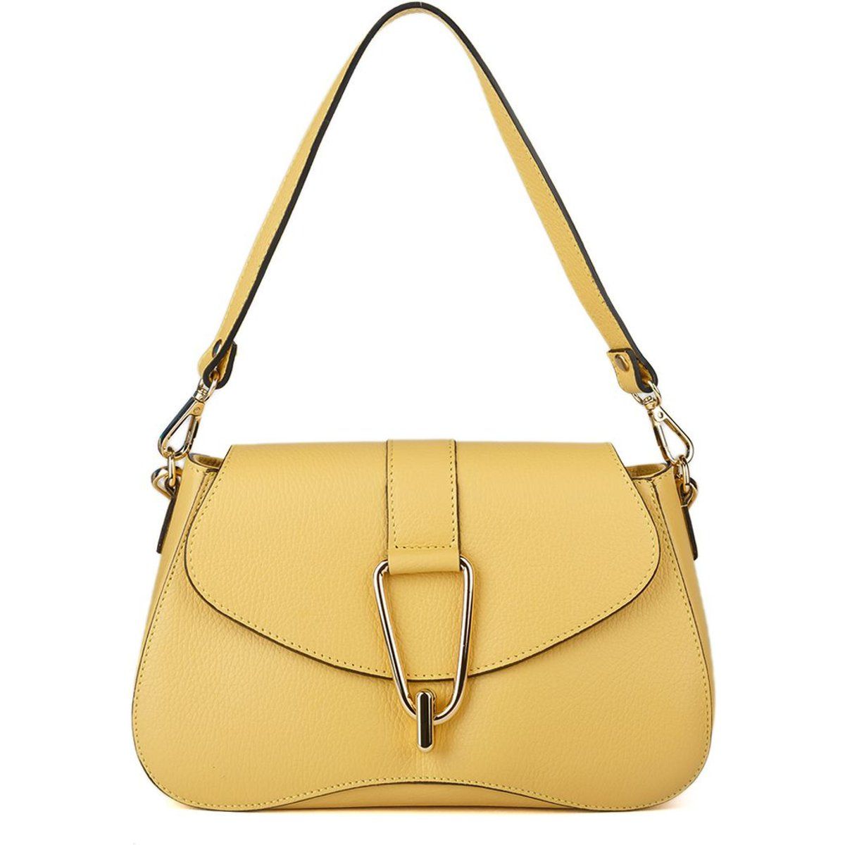 Strukturierte Leder-Schultertasche mit Metalldetail