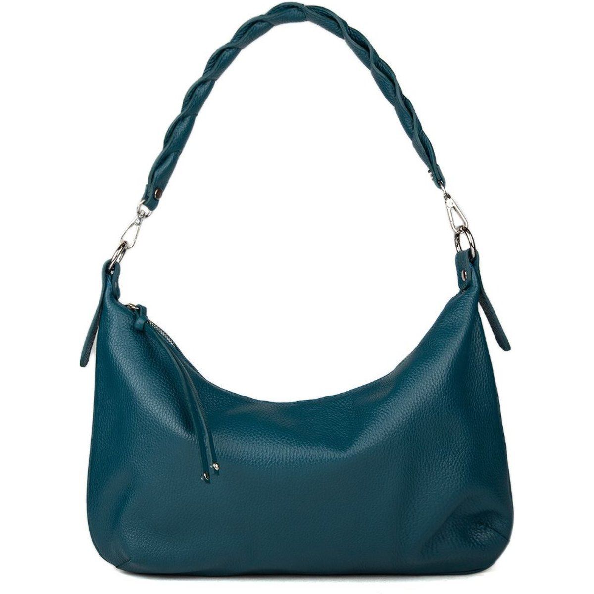 Hobo-Tasche aus Leder mit Flechthenkel
